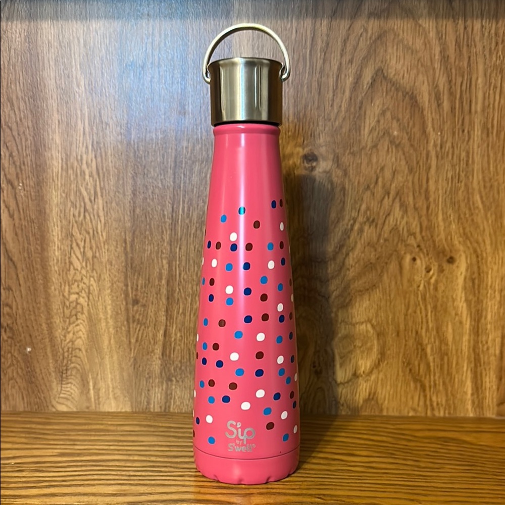 Sip by S’well Pink with Colorful Polka Dots 15 Oz Water Bottle